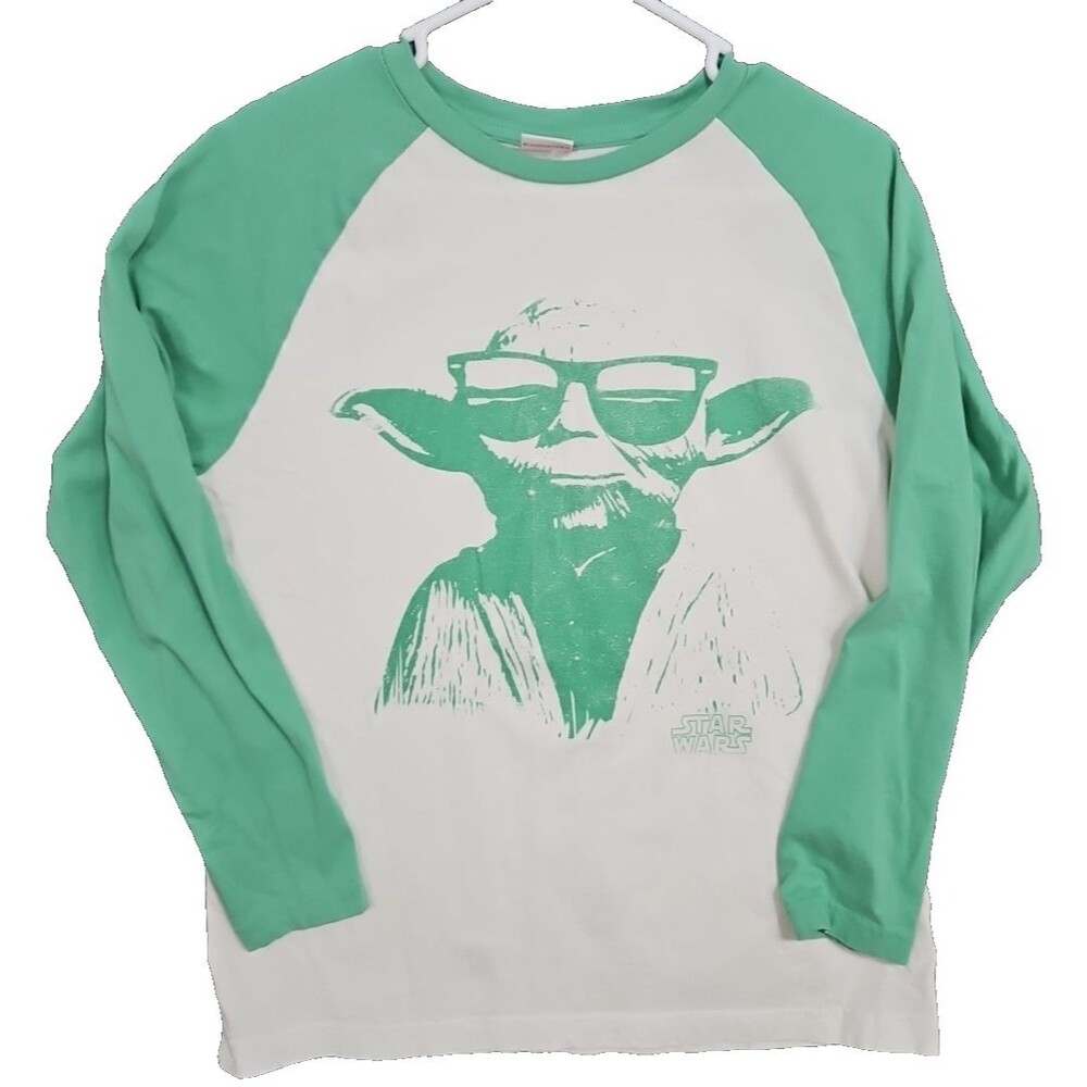 Star Wars Vintage Yoda Sunglasses Green & White Long Sleeve T-Shirt 90s Medium?